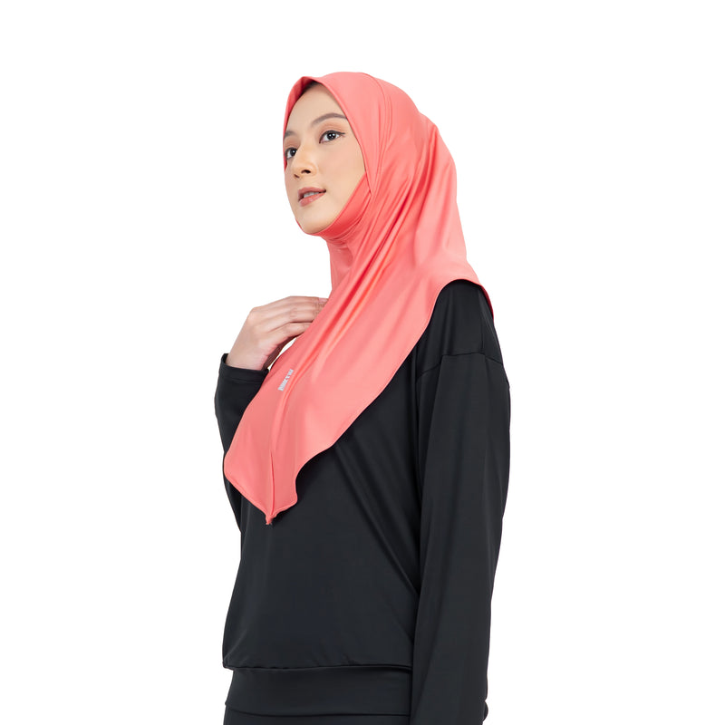 Daily Run Long Essential Hijab Coral Blossom
