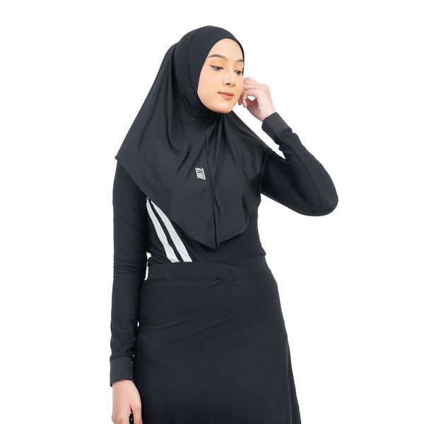 Daily Run Long Essential Hijab Black
