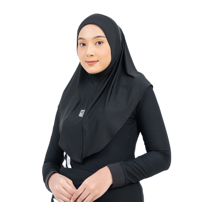 Daily Run Long Essential Hijab Black
