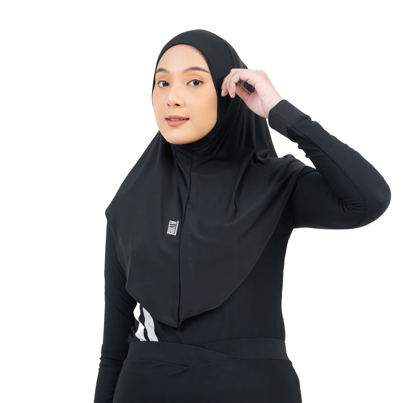 Daily Run Long Essential Hijab Black