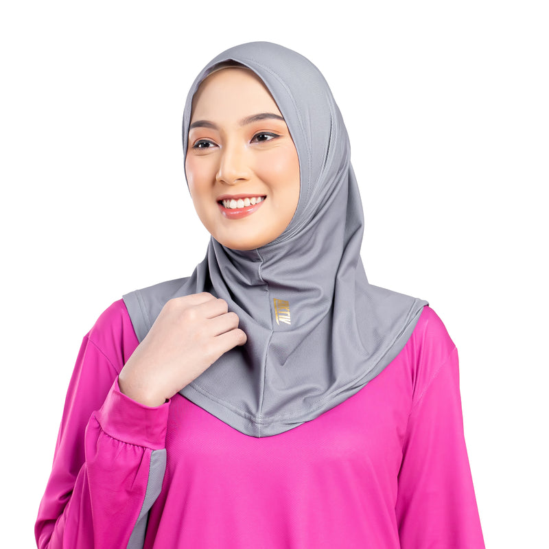 Confident Alpha Hijab Grey Non Lace x Nycta Gina
