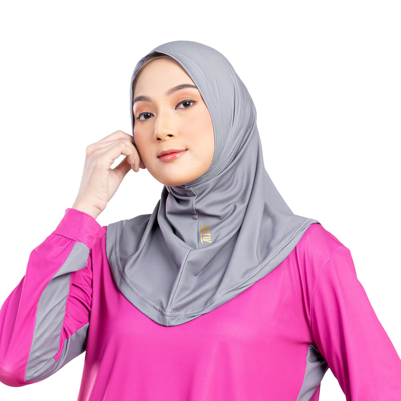 Confident Alpha Hijab Grey Non Lace x Nycta Gina