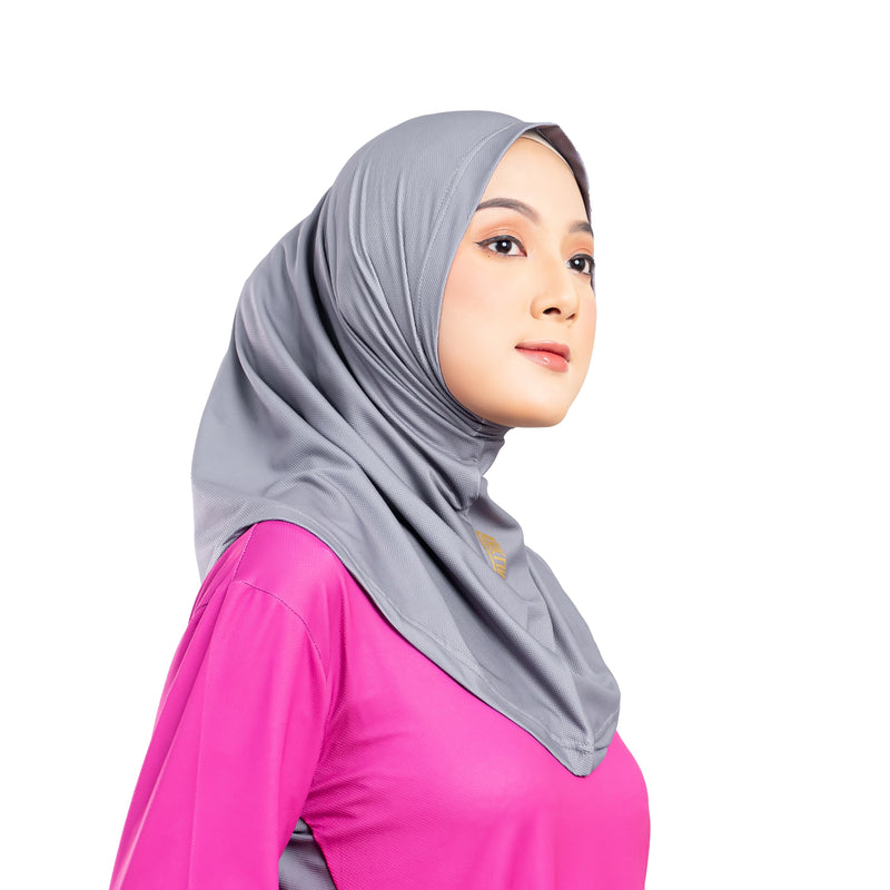 Confident Alpha Hijab Grey Non Lace x Nycta Gina