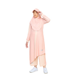 Zigzag Dress Dusty Pink Stripe Ivory Cream