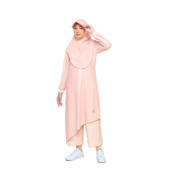 Zigzag Dress Dusty Pink Stripe Ivory Cream
