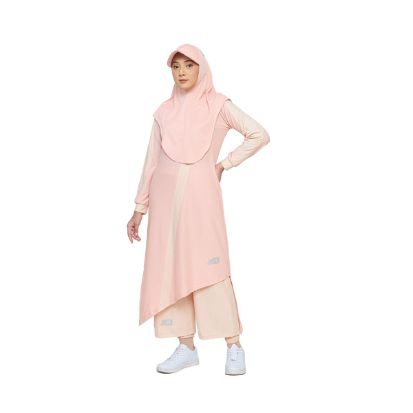 Zigzag Dress Dusty Pink Stripe Ivory Cream