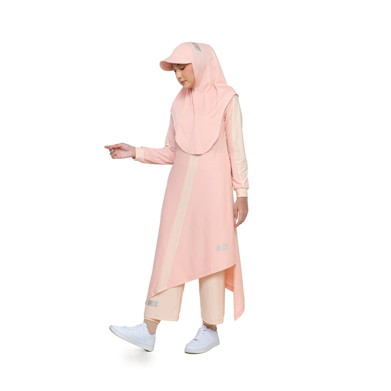 Zigzag Dress Dusty Pink Stripe Ivory Cream