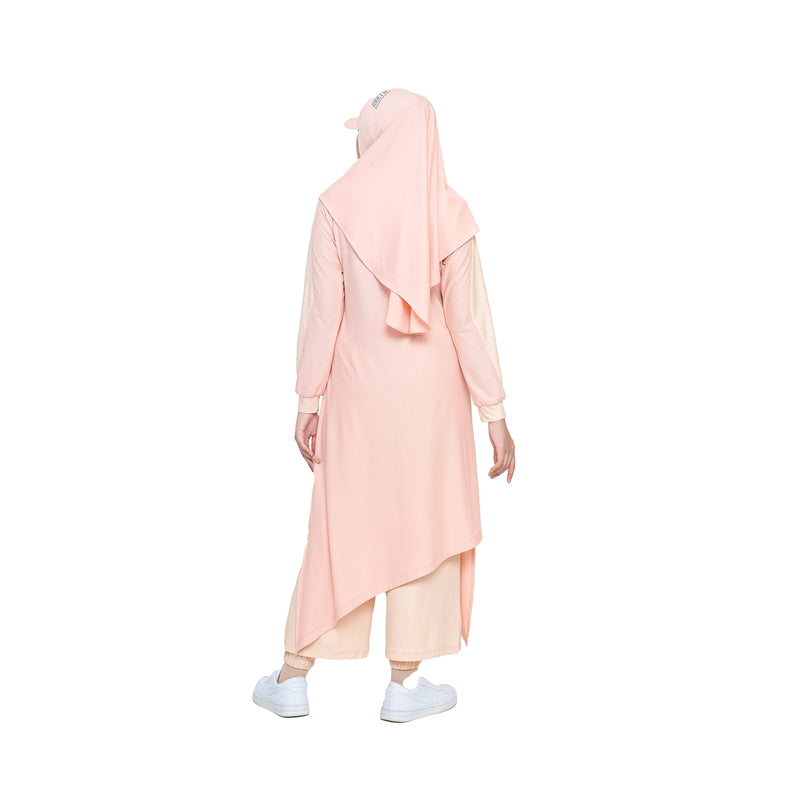 Zigzag Dress Dusty Pink Stripe Ivory Cream