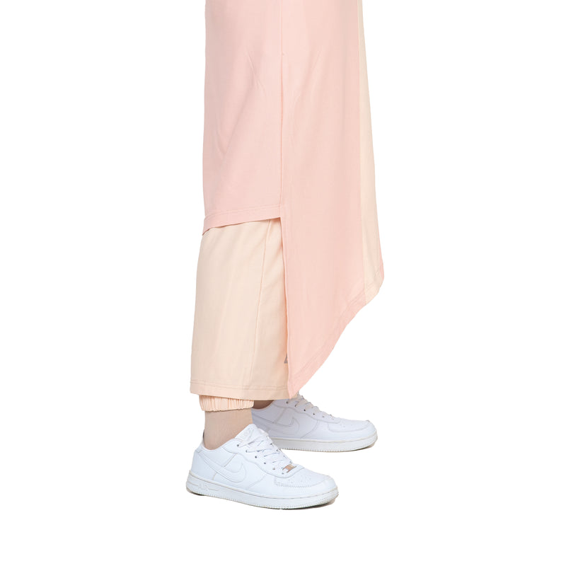Zigzag Dress Dusty Pink Stripe Ivory Cream