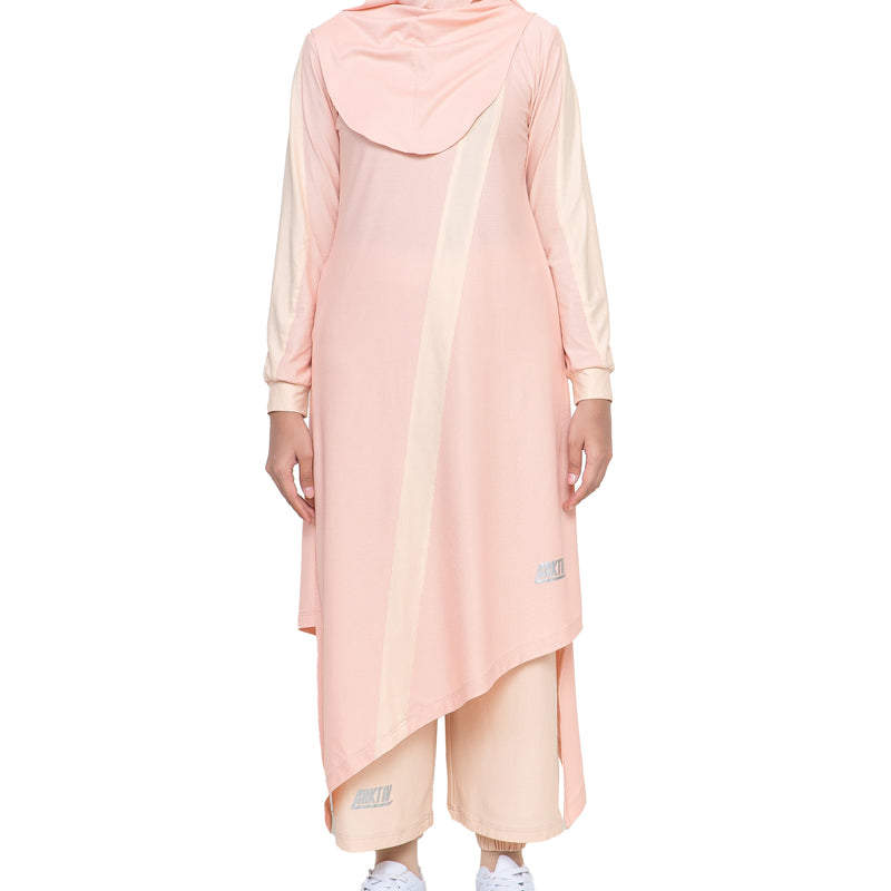 Zigzag Dress Dusty Pink Stripe Ivory Cream