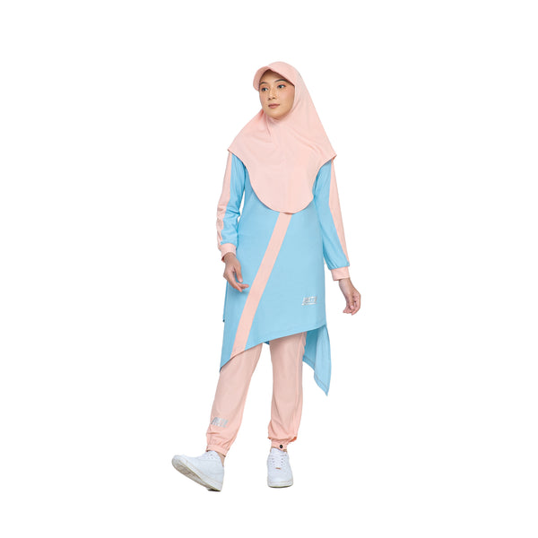 Zigzag Top Sky Blue Stripe Dusty Pink