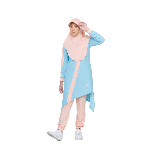 Zigzag Top Sky Blue Stripe Dusty Pink