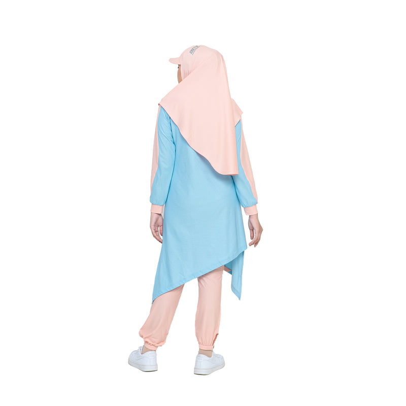 Zigzag Top Sky Blue Stripe Dusty Pink