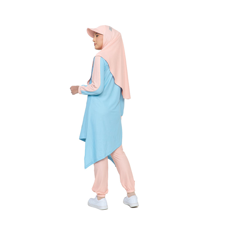 Zigzag Top Sky Blue Stripe Dusty Pink