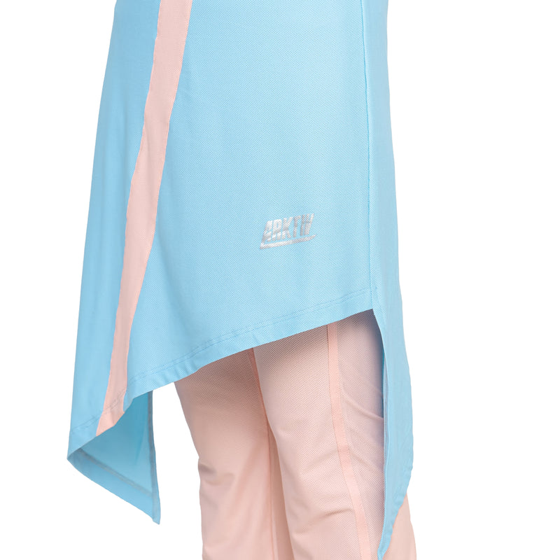 Zigzag Top Sky Blue Stripe Dusty Pink