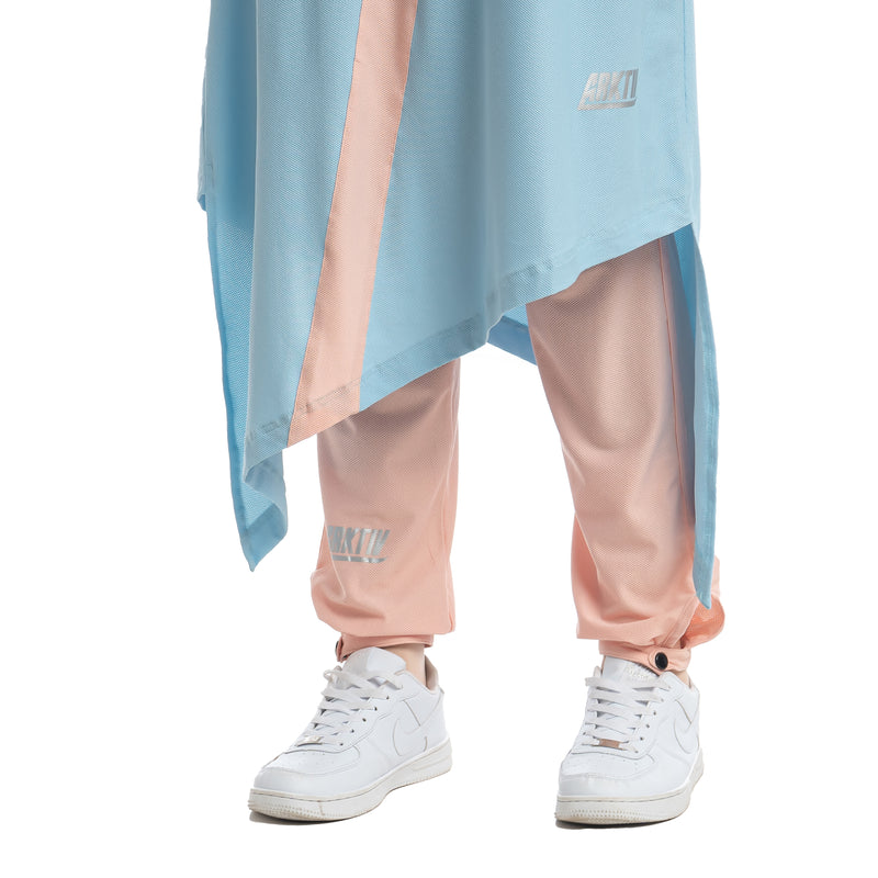 Zigzag Dress Sky Blue Stripe Dusty Pink