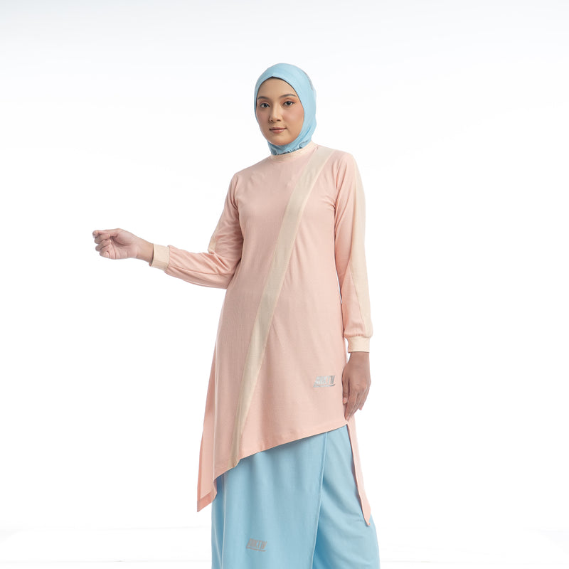 Zigzag Top Dusty Pink Stripe Ivory Cream