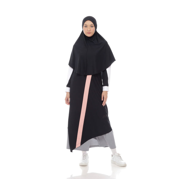 Zigzag Dress Black - Pink