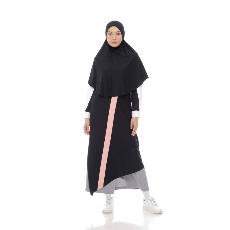 Zigzag Dress Black - Pink