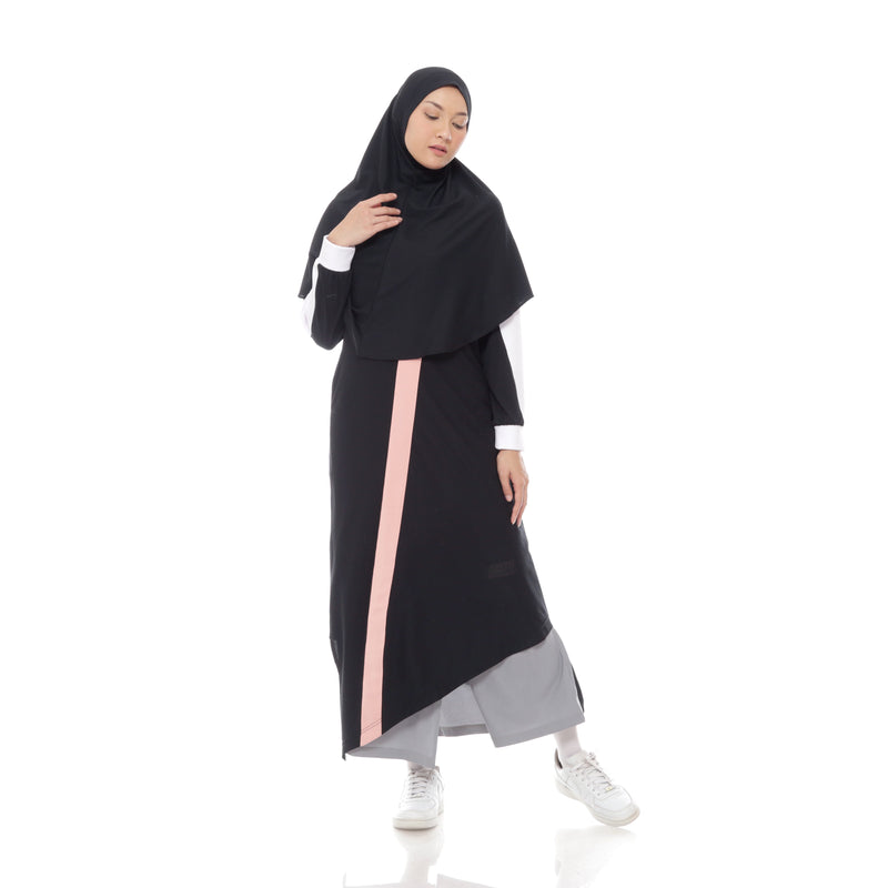 Zigzag Dress Black - Pink