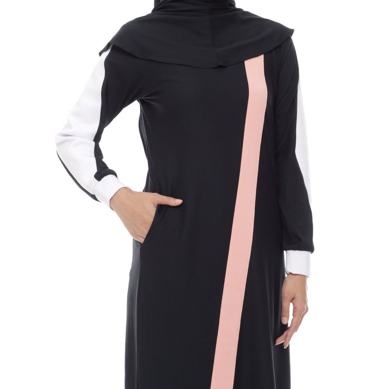 Zigzag Dress Black - Pink