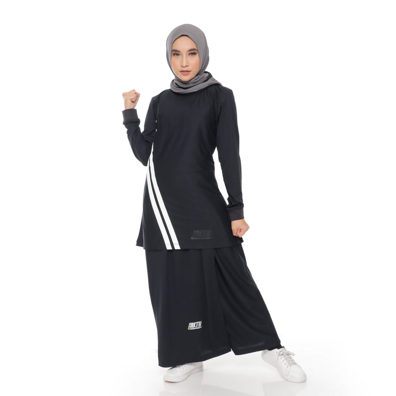 Short Stripe Basic Black - White