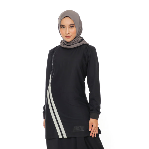 Short Stripe Basic Black - Willow Grey
