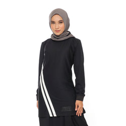 Short Stripe Basic Black - White