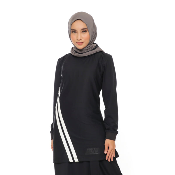 Short Stripe Basic Black - White