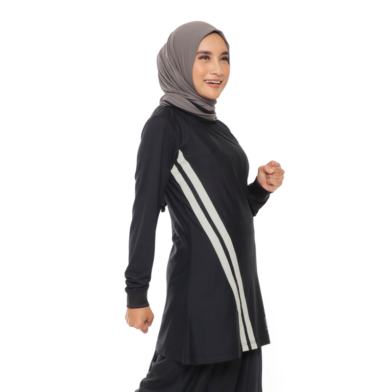Short Stripe Basic Black - Willow Grey