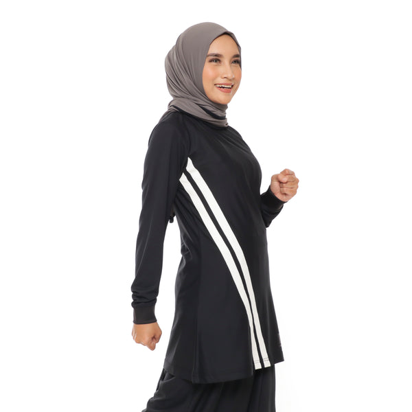 Short Stripe Basic Black - White
